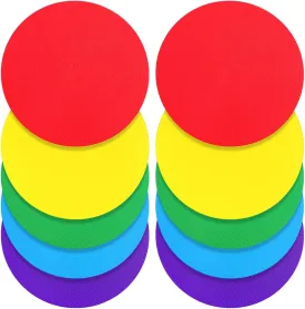 10 Pcs Circular Poly Spot Markers for Soccer, Basketball, and Agility Training - Multi-Color Plastic Floor Dots for Kids Practice and Sports Drills