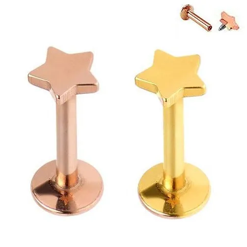 16G Ion Plated Star Internally Threaded Tragus Labret
