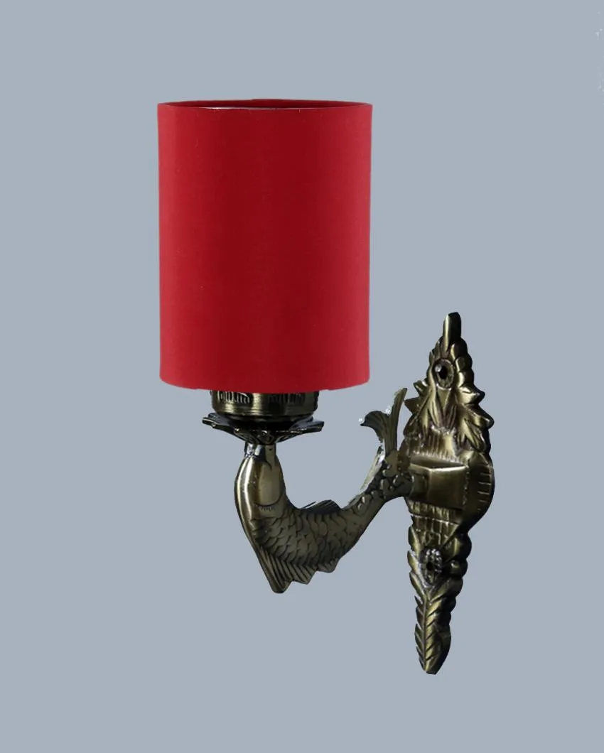 Alluring Antique Gold Cotton Conical Shade Wall Lamp