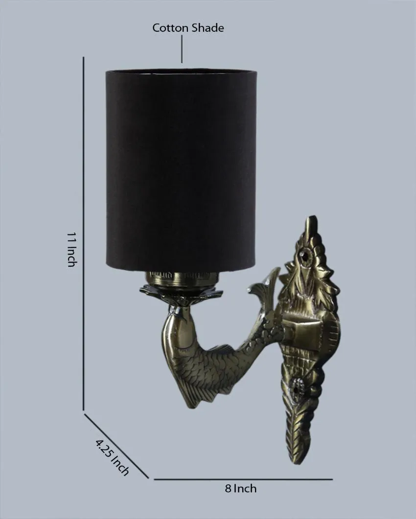 Alluring Antique Gold Cotton Conical Shade Wall Lamp