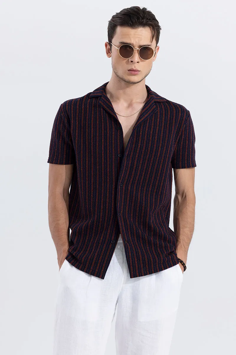 Blaze Stripe Brick Red Knitted Shirt