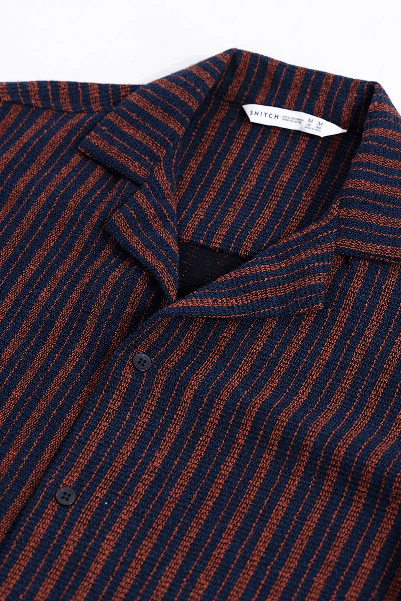 Blaze Stripe Brick Red Knitted Shirt