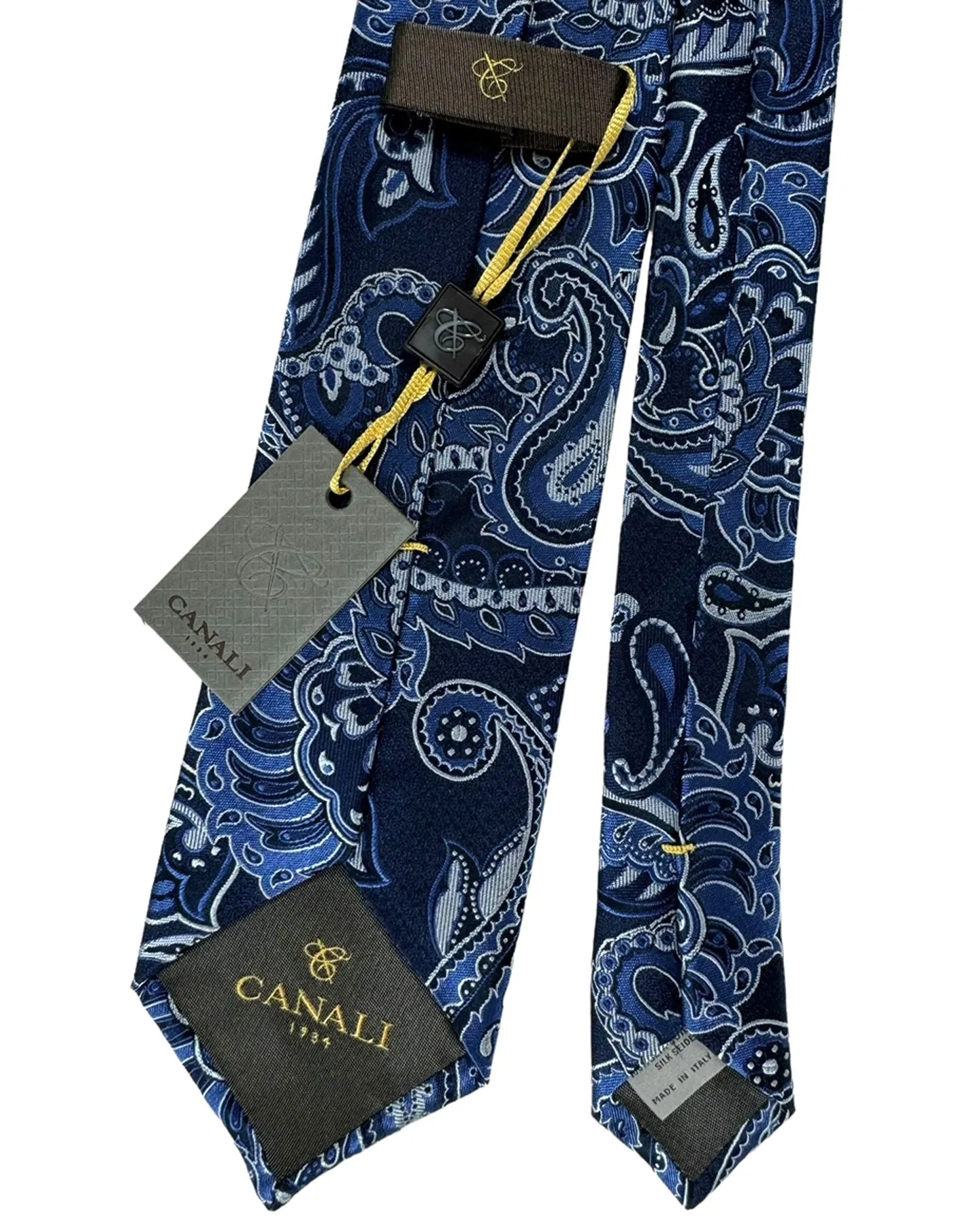 Canali Tie Midnight Blue Paisley - Jacquard Silk