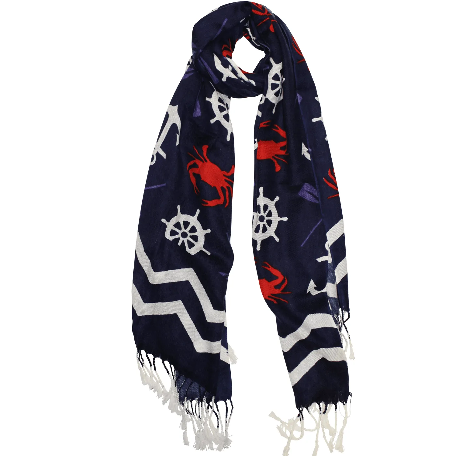 Chevron Crab and Anchor Design (Blue) / Scarf