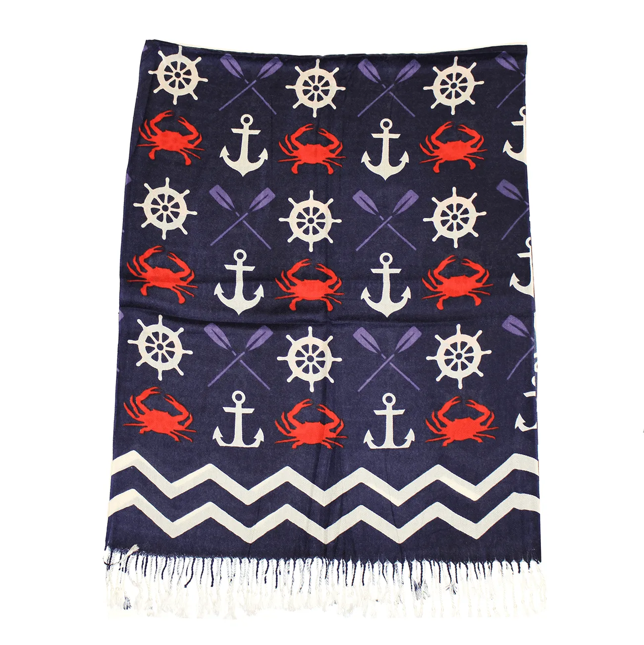 Chevron Crab and Anchor Design (Blue) / Scarf