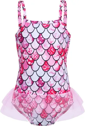 COTRIO Girls Swimsuit Mermaid Bathing Suit Toddler Kids Rainbow Unicorn Swimwear One-Piece Tankini Swimming Suits