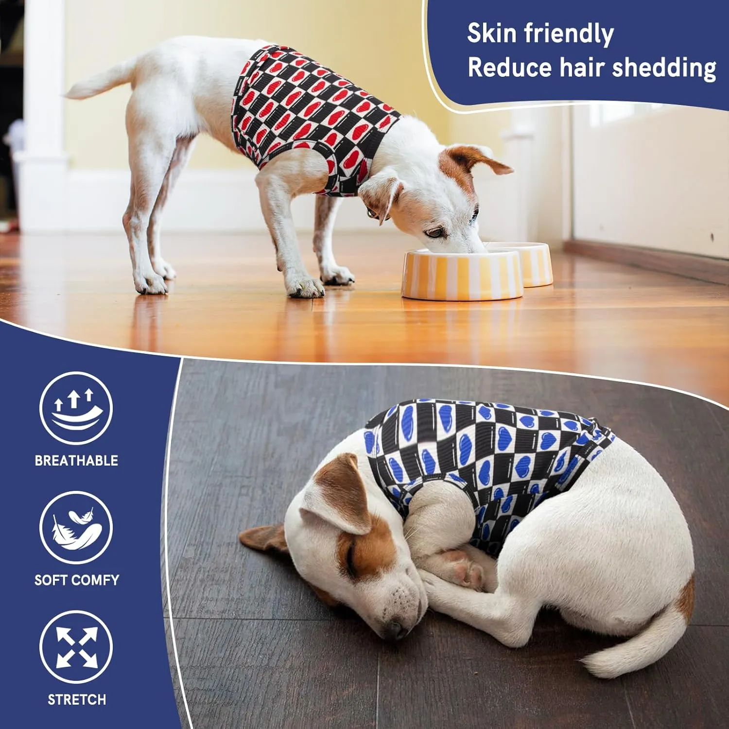 Dog Shirts Quick Dry Summer Cooling Love Heart Printing Dogs T-Shirt,Red Blue L