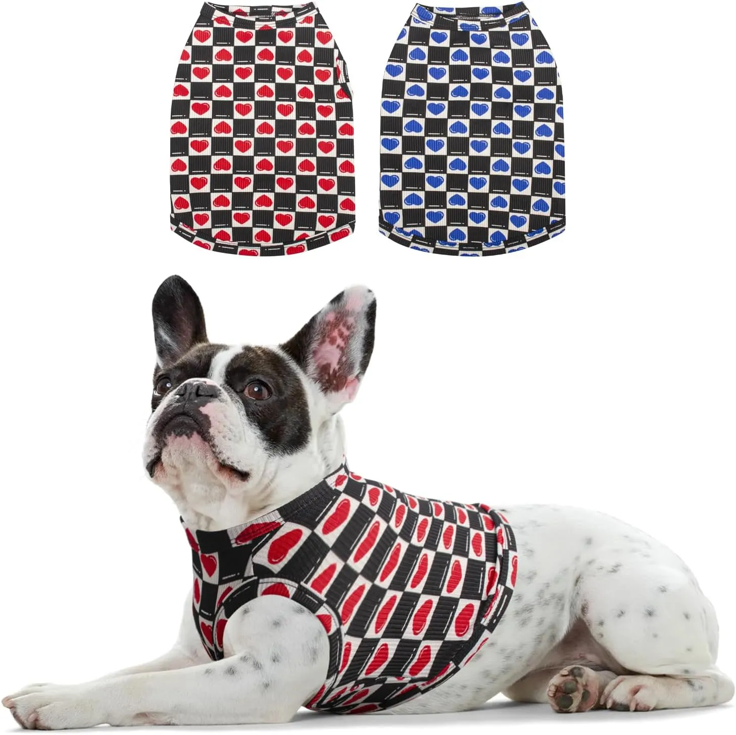 Dog Shirts Quick Dry Summer Cooling Love Heart Printing Dogs T-Shirt,Red Blue L