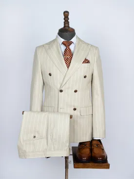 Double Breasted Off white Bespoke Men Suit Tailored