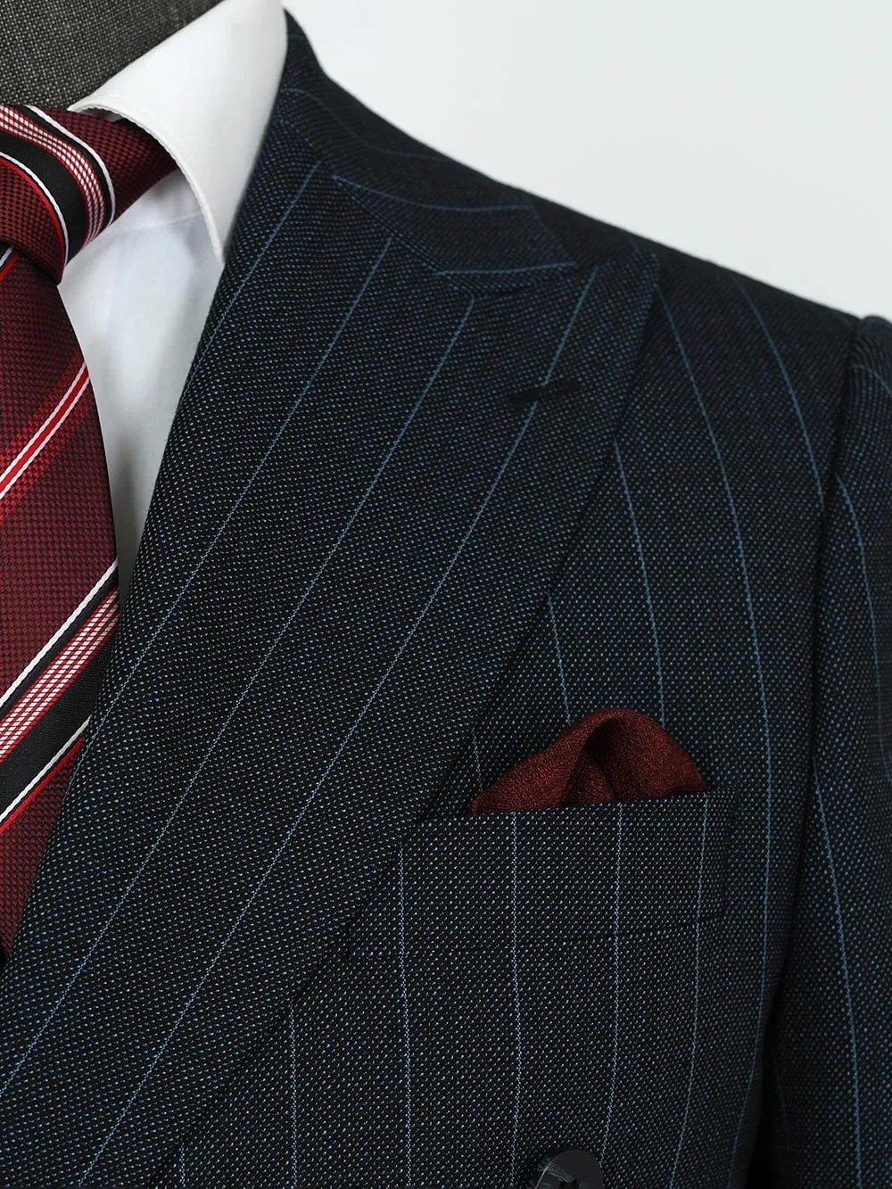 Double Breasted Stripe Oil Gray Custom Bespoke Men Suit Tailored