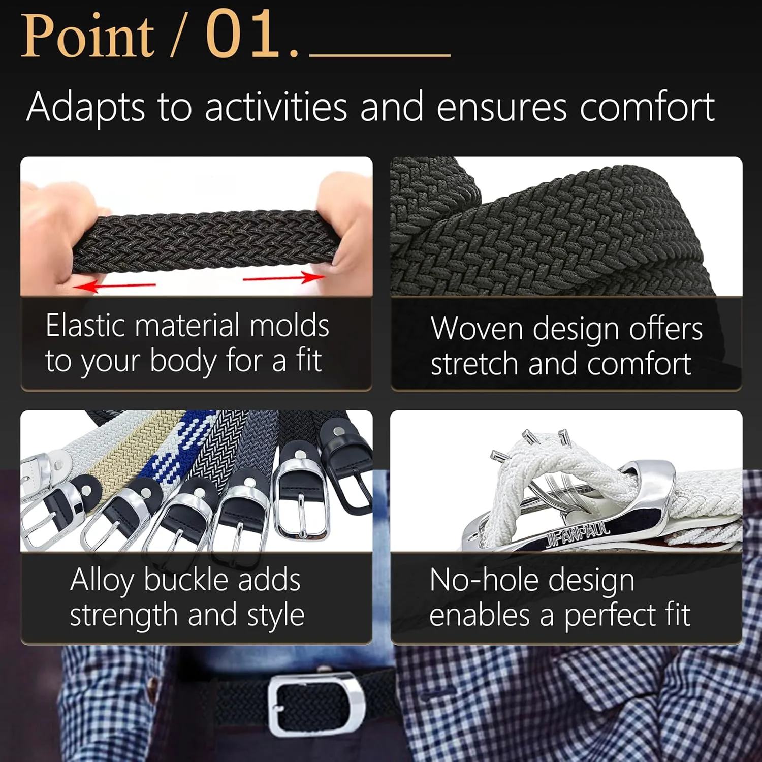 Elastic Braided Belt for Men and Women,Stretchable Adjustable Web Woven Belt for Work,Casual Wear, and Golf