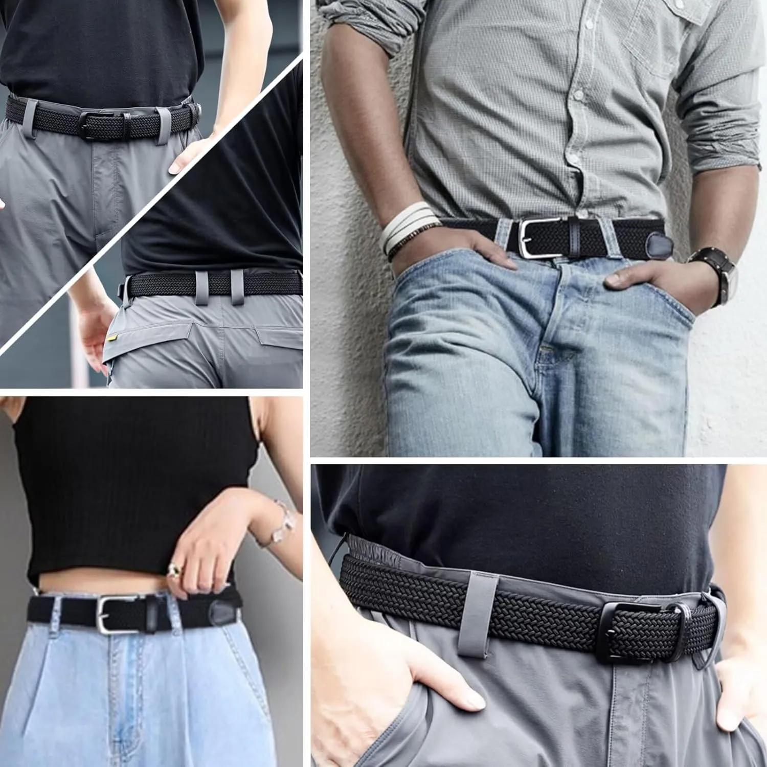 Elastic Braided Belt for Men and Women,Stretchable Adjustable Web Woven Belt for Work,Casual Wear, and Golf