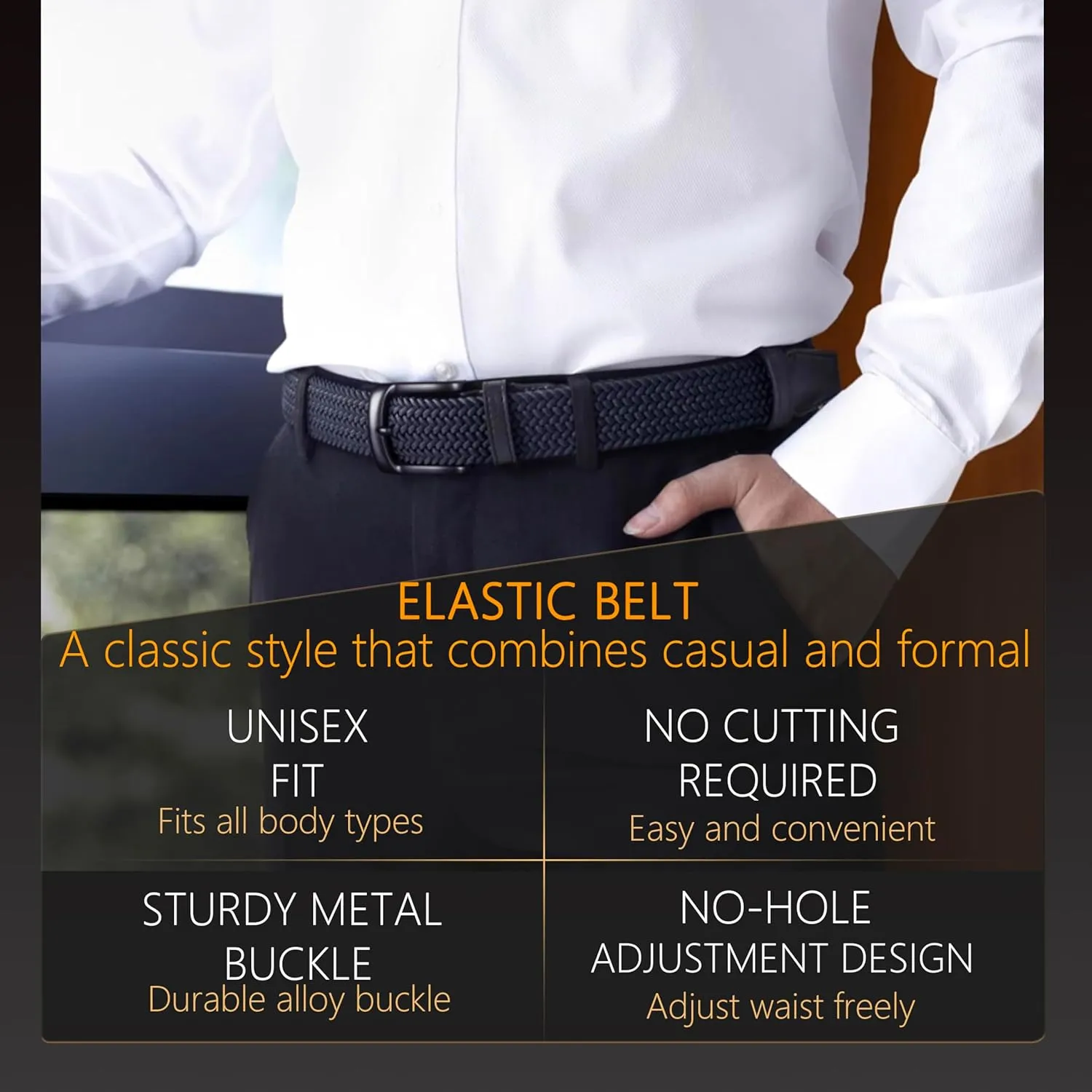 Elastic Braided Belt for Men and Women,Stretchable Adjustable Web Woven Belt for Work,Casual Wear, and Golf