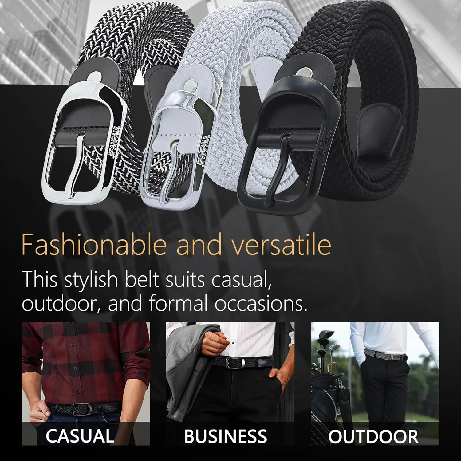 Elastic Braided Belt for Men and Women,Stretchable Adjustable Web Woven Belt for Work,Casual Wear, and Golf