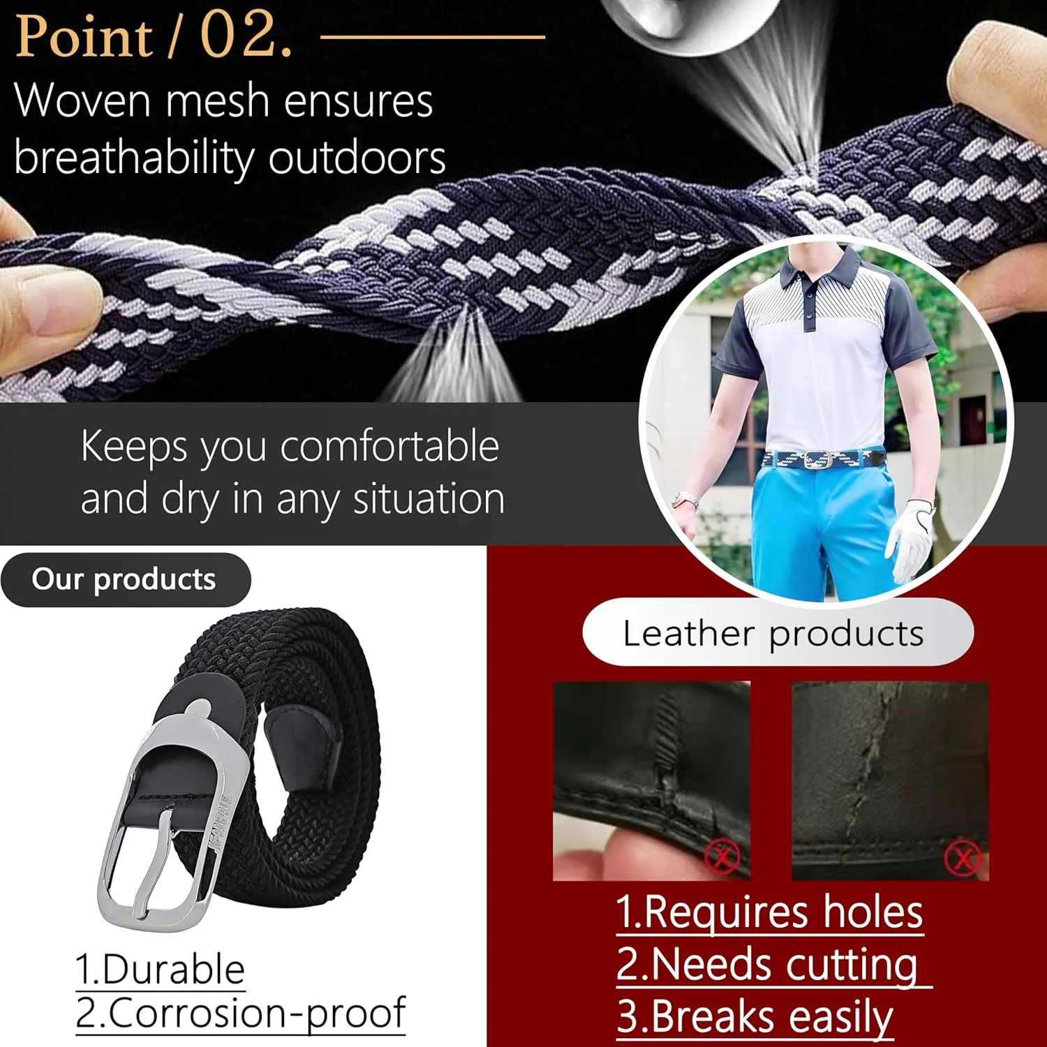 Elastic Braided Belt for Men and Women,Stretchable Adjustable Web Woven Belt for Work,Casual Wear, and Golf