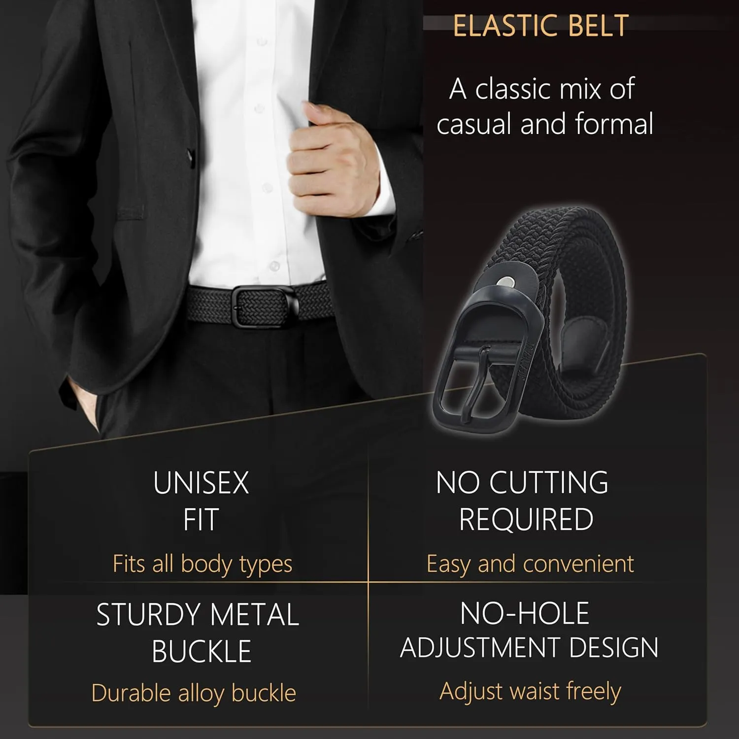 Elastic Braided Belt for Men and Women,Stretchable Adjustable Web Woven Belt for Work,Casual Wear, and Golf