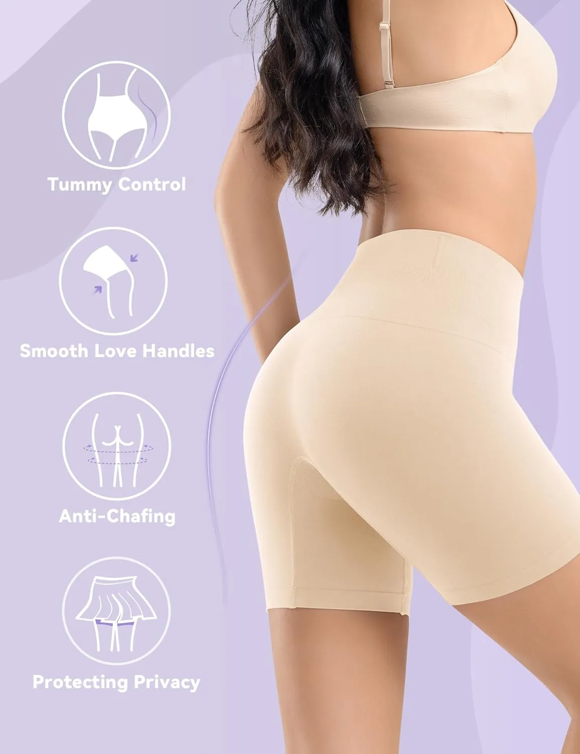 Esa Liang Shapewear Tummy Control, Mid-Waist Body Shaper Shorts, Women's Girdle Shorts and Spanks Shape Wear