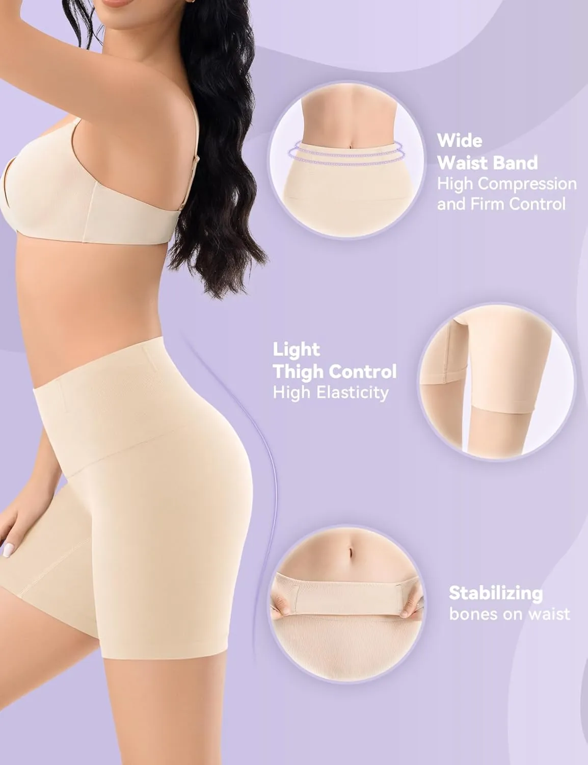 Esa Liang Shapewear Tummy Control, Mid-Waist Body Shaper Shorts, Women's Girdle Shorts and Spanks Shape Wear