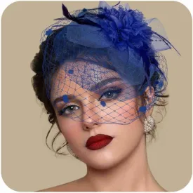 Fascinators Hats for Women Tea Party Hat Feather Mesh Headband Vintage Lace Cocktail Headwear Veil Hair Clip Church
