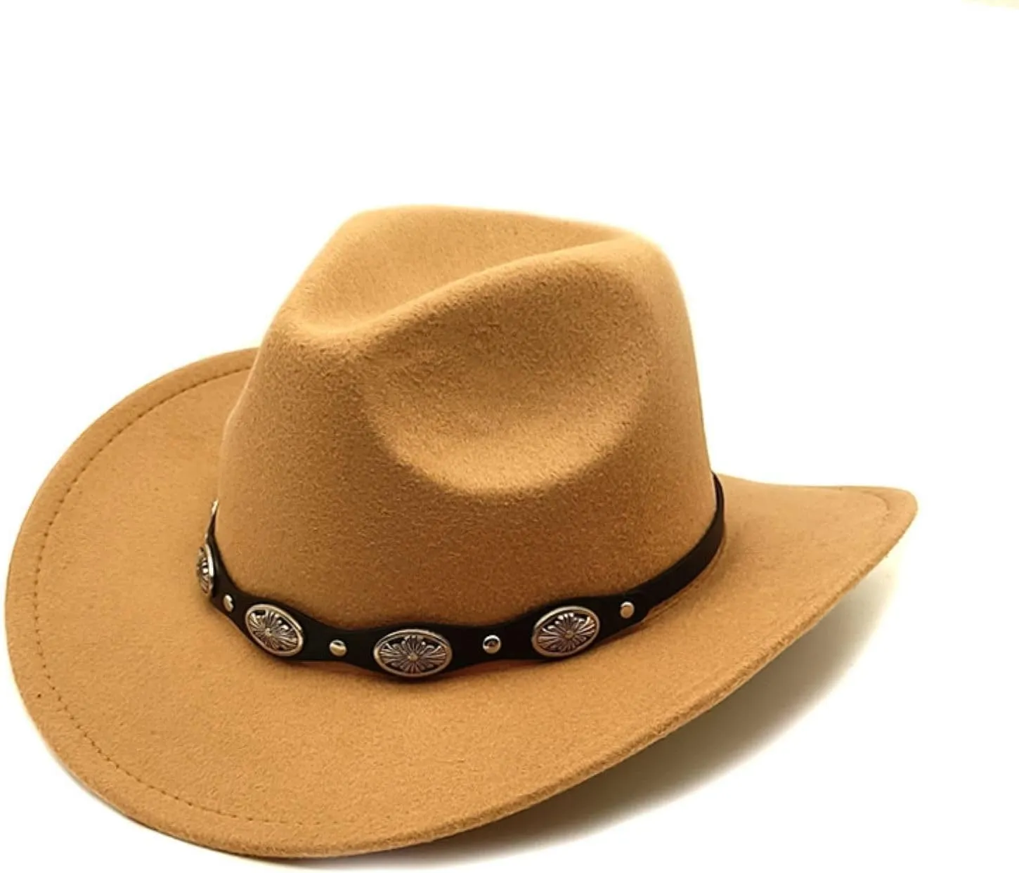 Felt Fedora Cowboy Hat: Womens Mens Wide Brim Classic Fashion Cowgirl Hats Lightweight Western Party Caps Accessory