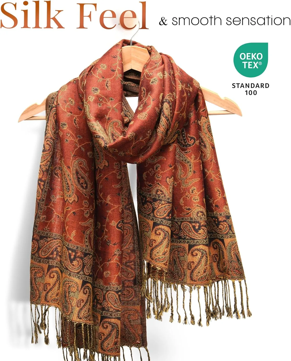 FURTALK Reversible Paisley Pashmina Shawl Wraps for Women Soft Exotic Indian Rave Scarf for Evening Dress Festival Scarves