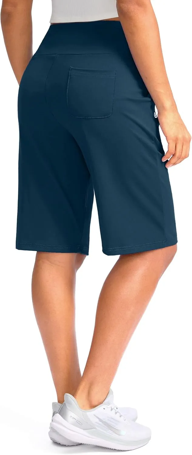 G Gradual Women's 12" Bermuda Long Shorts with Pockets High Waisted Stretch Knee Length Shorts for Women Summer Walking