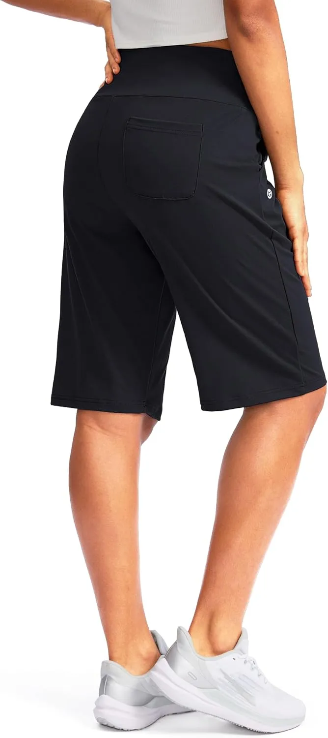 G Gradual Women's 12" Bermuda Long Shorts with Pockets High Waisted Stretch Knee Length Shorts for Women Summer Walking