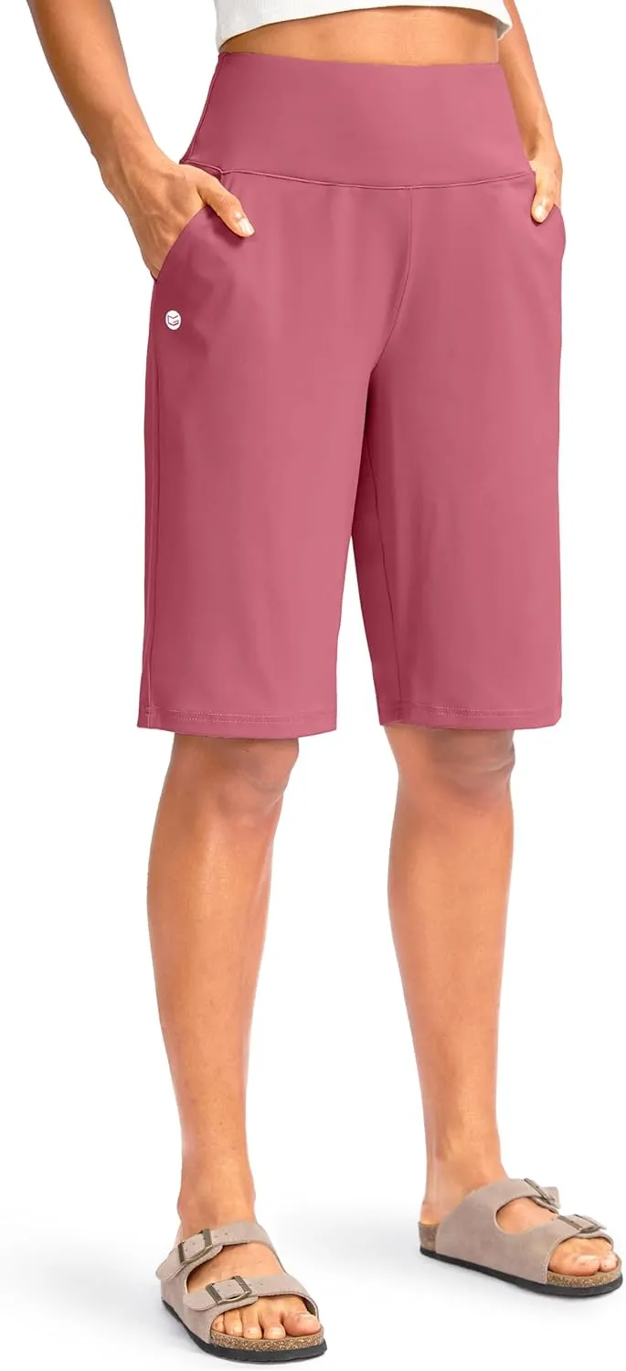 G Gradual Women's 12" Bermuda Long Shorts with Pockets High Waisted Stretch Knee Length Shorts for Women Summer Walking