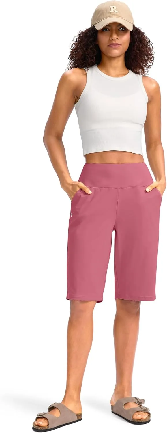 G Gradual Women's 12" Bermuda Long Shorts with Pockets High Waisted Stretch Knee Length Shorts for Women Summer Walking