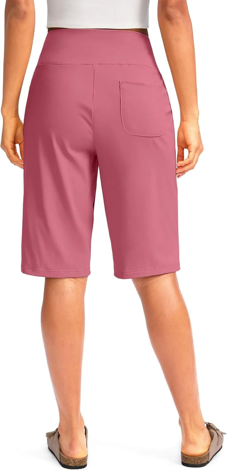 G Gradual Women's 12" Bermuda Long Shorts with Pockets High Waisted Stretch Knee Length Shorts for Women Summer Walking