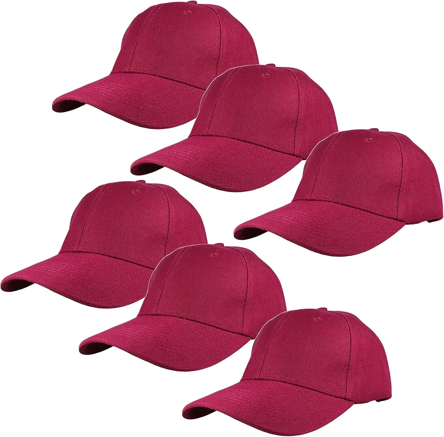 Gelante Plain Blank Baseball Caps Adjustable Back Strap Wholesale Lot 6 Pack