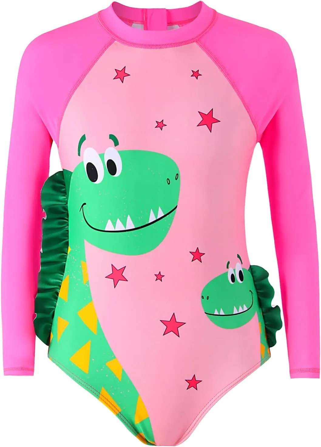 Girls Long Sleeve Rashguard Sets Kids One Piece Swimsuit Bathing Suit UPF 50  UV Zipper Swimwear