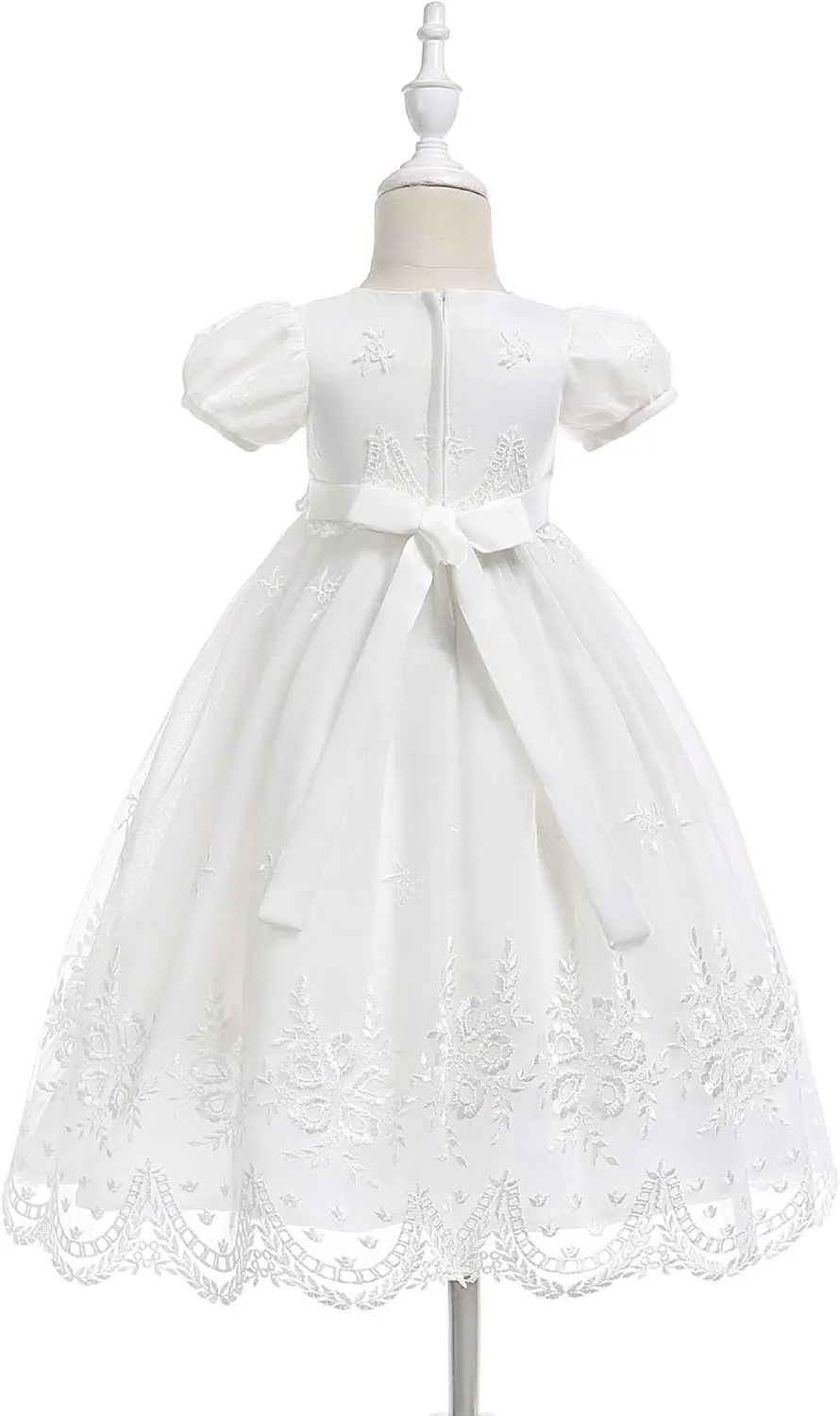Glamulice Baby-Girls Newborn Satin Christening Baptism Floral Embroidered Dress Gown Outfit