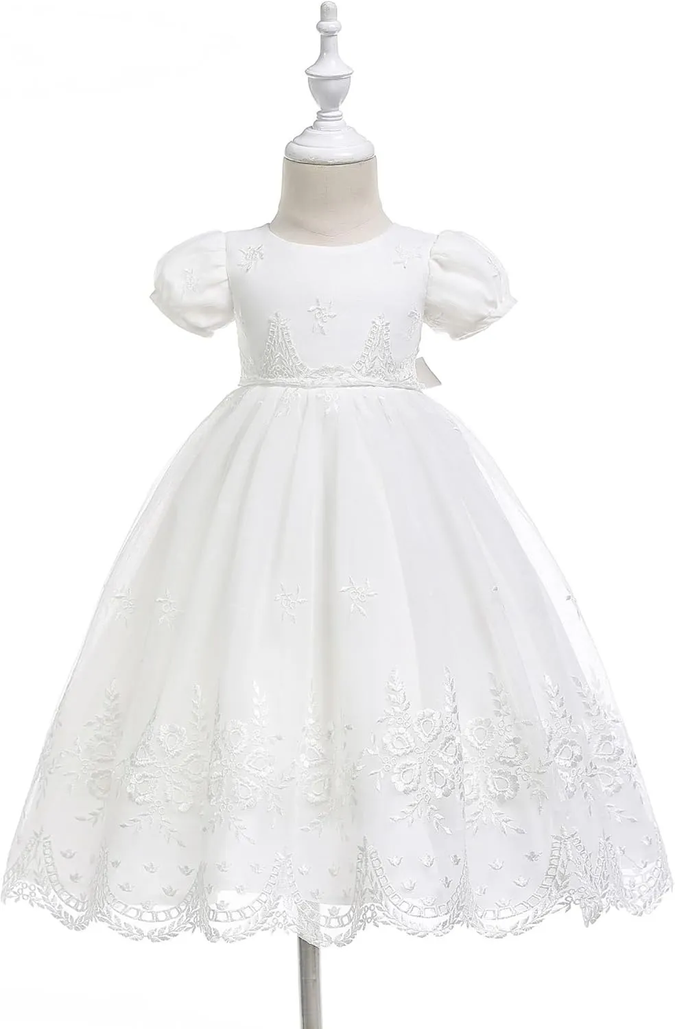 Glamulice Baby-Girls Newborn Satin Christening Baptism Floral Embroidered Dress Gown Outfit