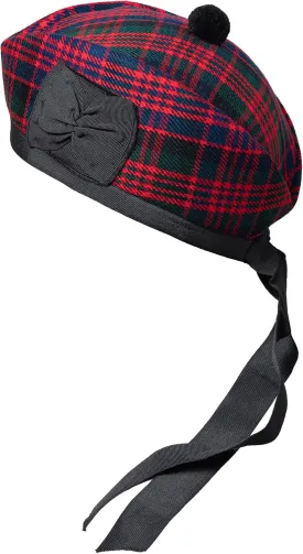 Glengarry Cap-Traditional Scottish Hat,100% Wool, Acrylic Wool Tartan,Kilts/Bagpipes Accessories,Polyester Cotton Ribbon