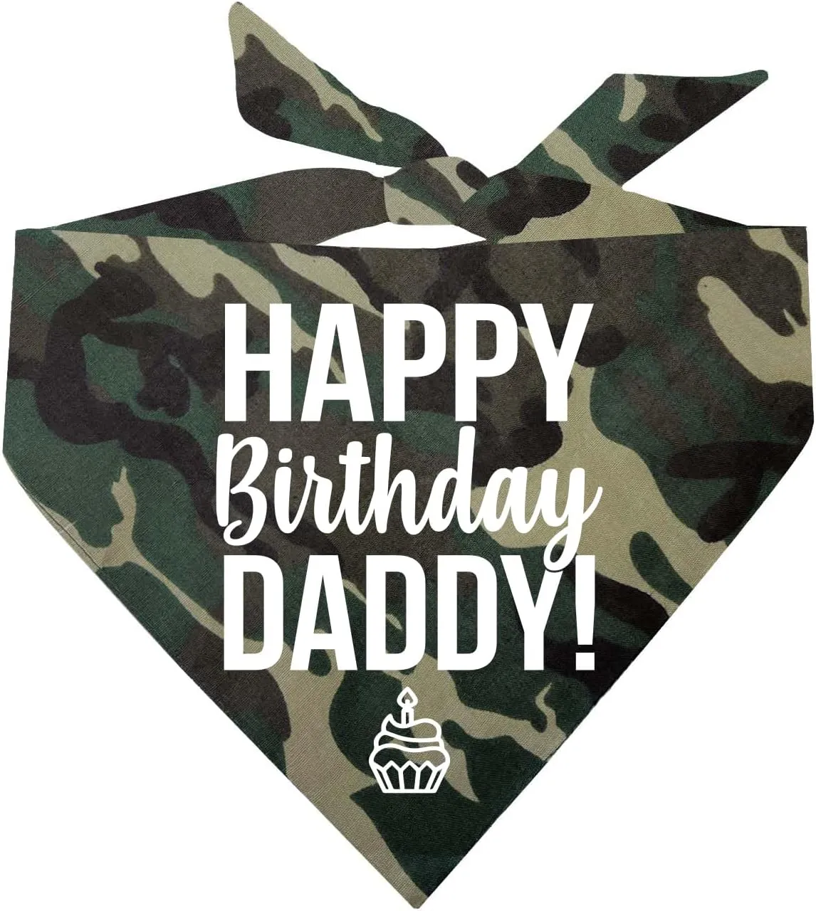 Happy Birthday Daddy! Dog Bandana | 100% Cotton Adjustable Triangle | Made in USA | Birthday Pawty | Party Theme | Celebration Photo Shoot Prop | Mom Dad | Camo, One Size (170)