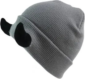 Honganda Devil Horn Knitted Beanie Hat for Adult, Novelty Women Men Demon Horns Cap Winter Warm Hip Hop Hat