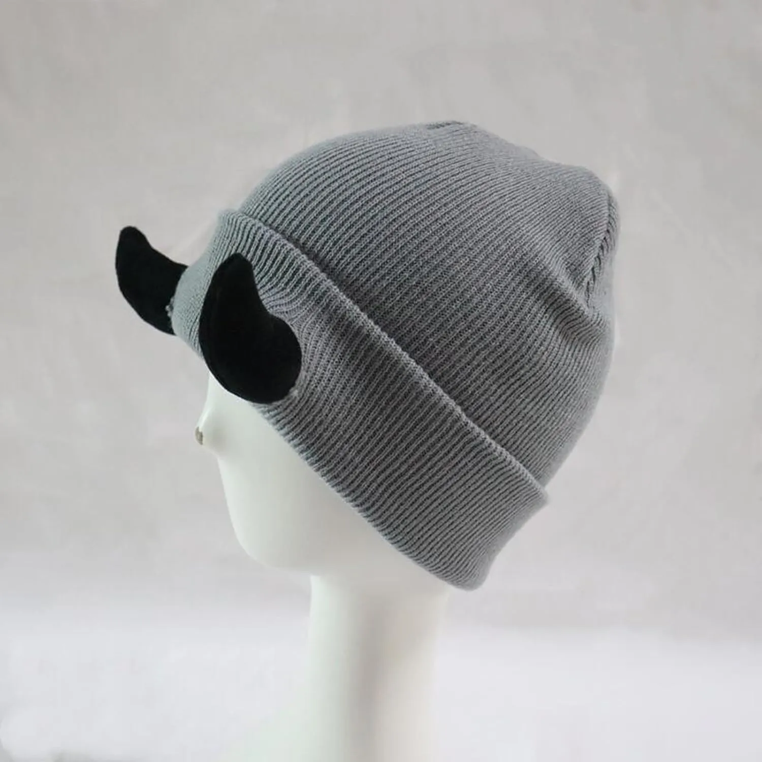 Honganda Devil Horn Knitted Beanie Hat for Adult, Novelty Women Men Demon Horns Cap Winter Warm Hip Hop Hat