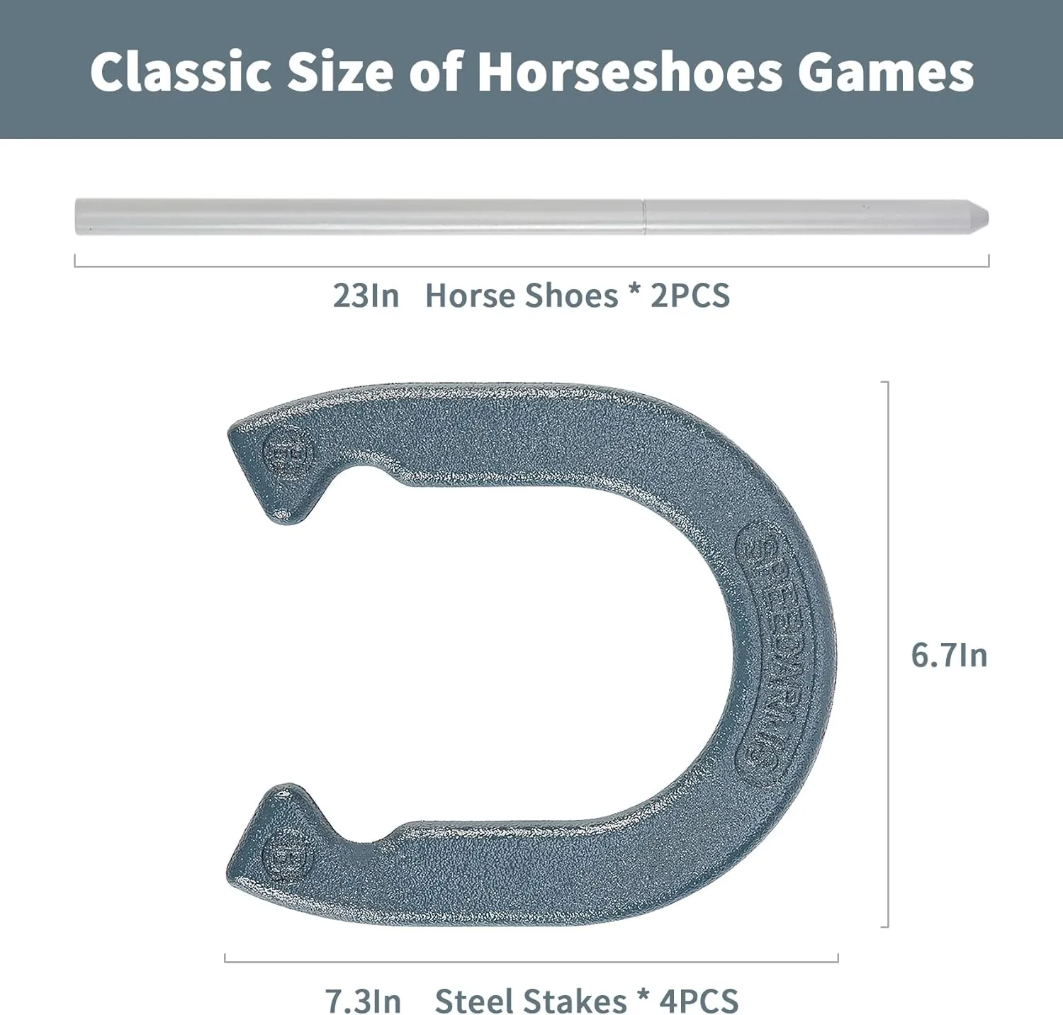Horseshoes Outside Game Set - Universal Size Lawn Horseshoes Outdoor Games for Parties Beach Backyard, Includes 4 Horseshoes, 2 Steel Stakes and Durable Carrying Bag