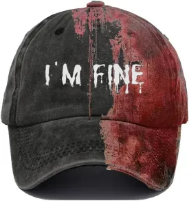 Im Fine Baseball Cap Im Fine Hat Halloween Hats Bloody Cap Funny Hat Women Men Unisex Cap