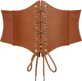 JASGOOD Womens Elastic Costume Waist Belt Lace-up Tied Waspie Corset Belts for Women