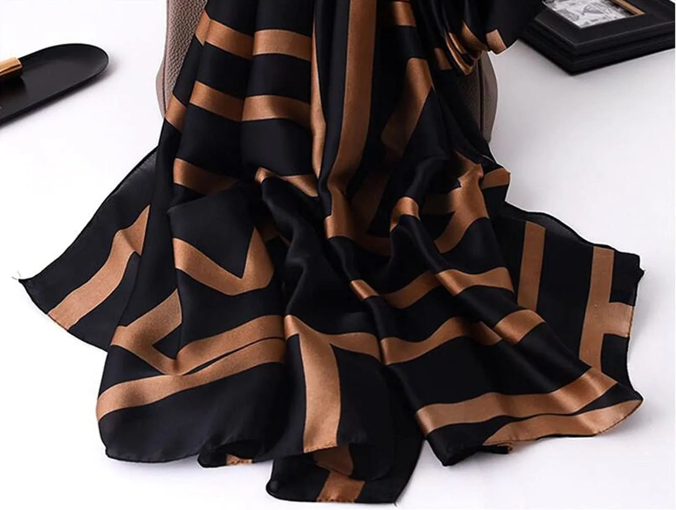 K-Elewon Silk Scarf Head scarf Fashion Scarves Long Lightweight Sunscreen Shawls for Women