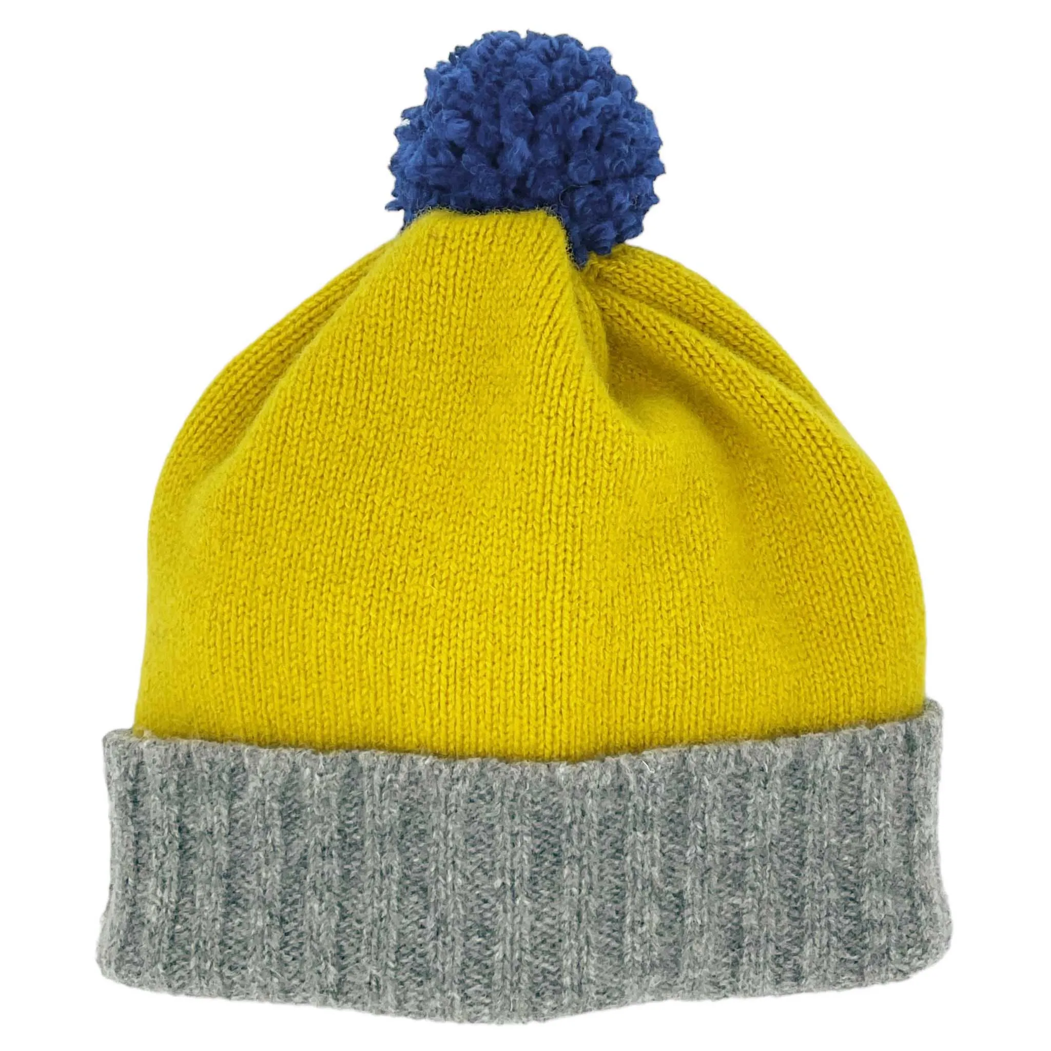 Kids' Electric Yellow & Grey Bobble Hat