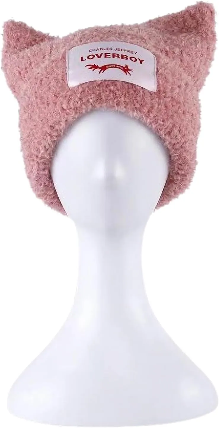 Knitted Beanie Hat - Cute Rabbit Long Ears Fun Fluffy Winter Warm Hat - White