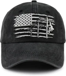 Lineman Gifts for Men, Adjustable Vintage Cotton Embroidered Electrician Dad Hat