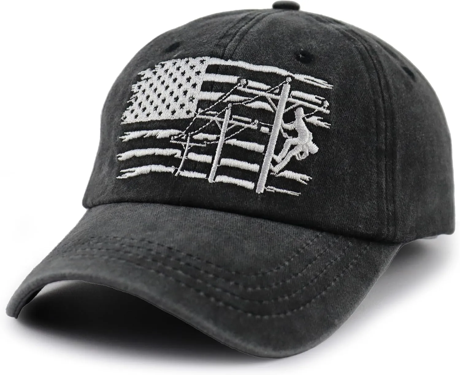Lineman Gifts for Men, Adjustable Vintage Cotton Embroidered Electrician Dad Hat