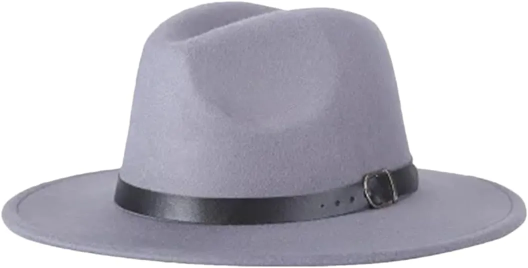 Men Fedoras Women's Jazz Hat Woolen Blend Cap Outdoor Casual Hat Panama Hat Gray Child Size 52-54CM