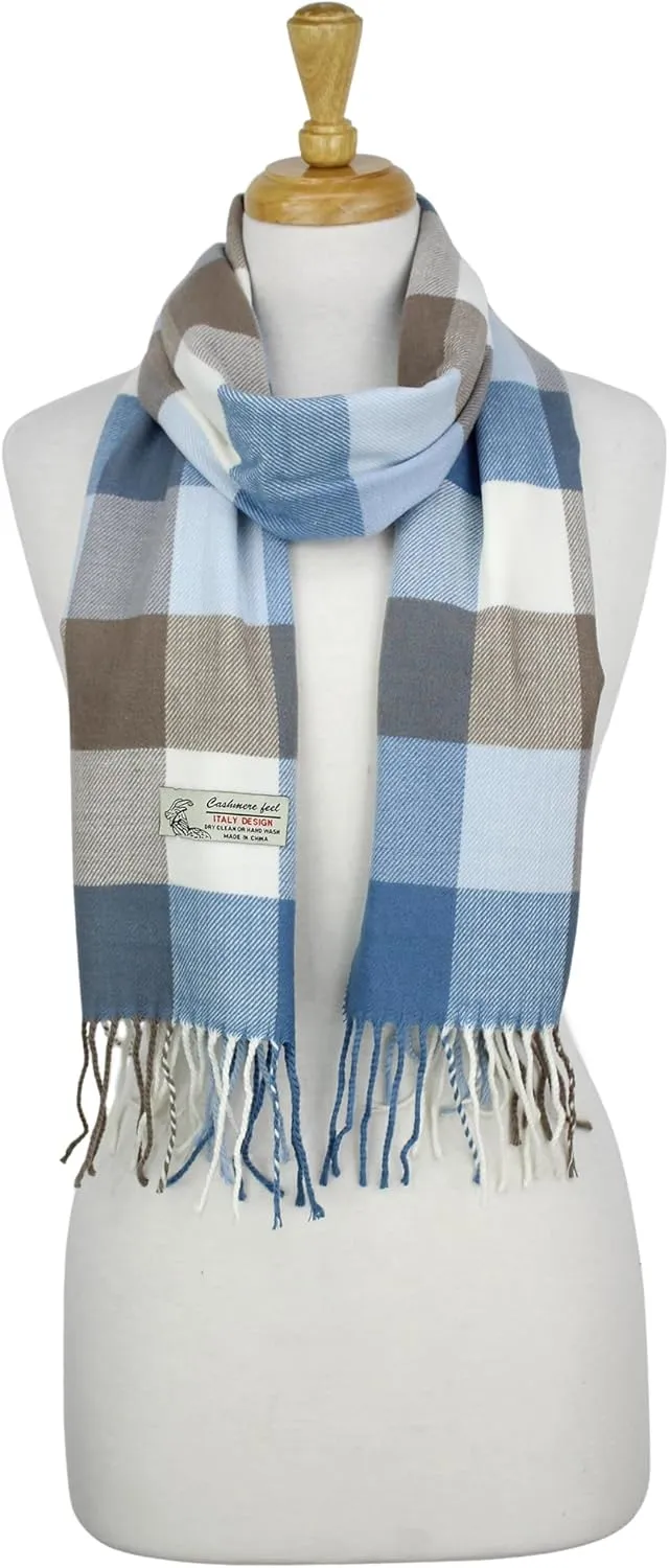PASKMLNA Winter Scarf For Men & Women Cashmere Feel Soft, Warm, Classic Tassel Fringe Scarf