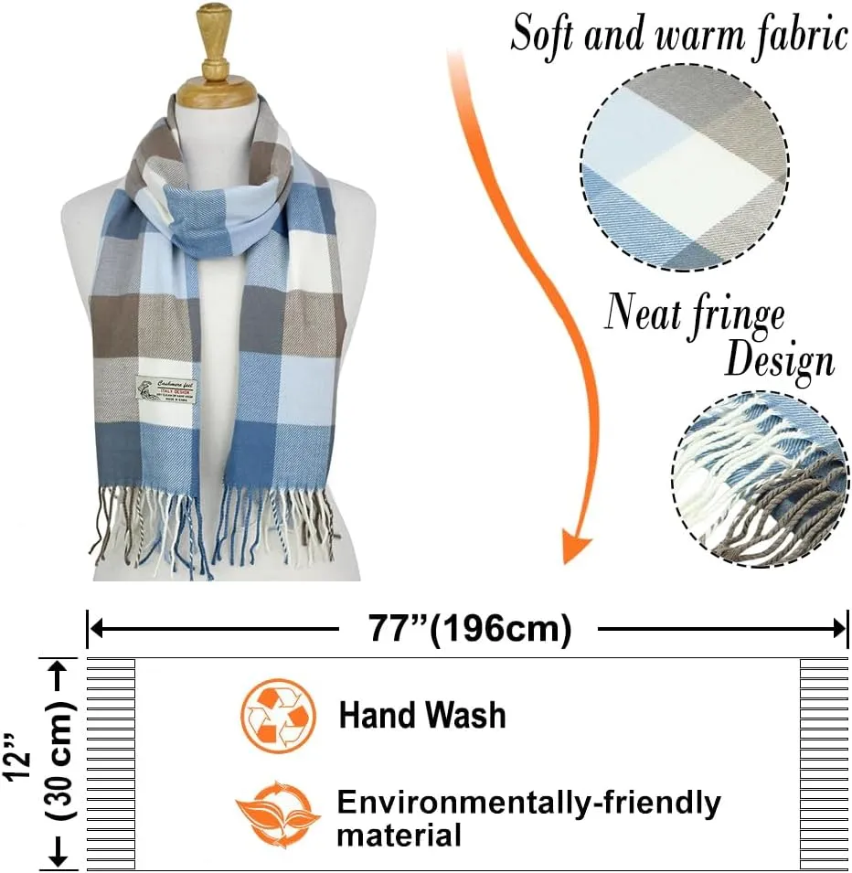 PASKMLNA Winter Scarf For Men & Women Cashmere Feel Soft, Warm, Classic Tassel Fringe Scarf