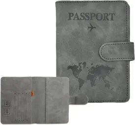 Passport Holder for Travel, RFID Passport Holder, Gray Passport Cover Case, Passport Wallet PU Leather Passport Book Travel Wallet with Card Holder Travel Must Haves Accessories for Women and Men